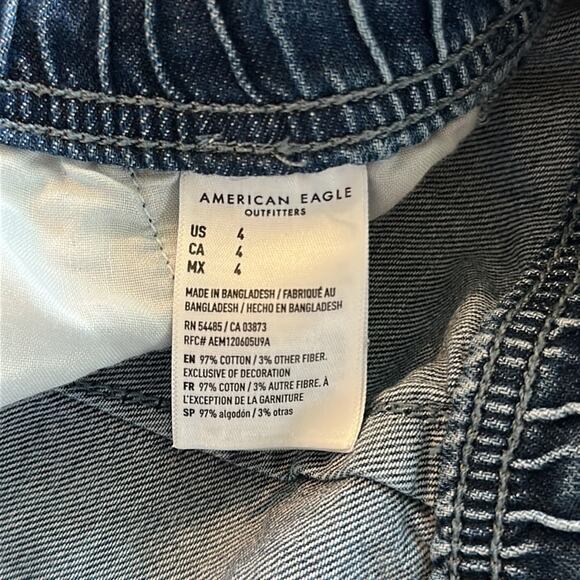 American Eagle High Waist Mom Shorts Size 4 Distressed Vintage Wash Ruffle Hem - Picture 7 of 8